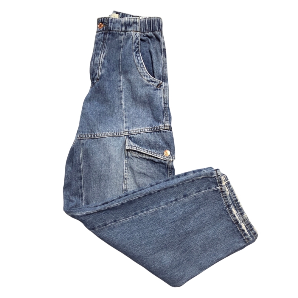 Free People All Star Pull On Jeans Utility Cargo Low Slung Baggy Denim Small - Picture 9 of 12
